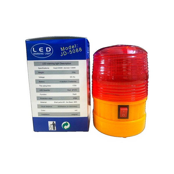 Đèn cảnh báo chạy bằng 4 pin có đế nam châm không còi