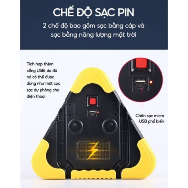 [Bản To NLMT] Đèn Cảnh Báo Tam Giác Đa Năng Kiêm Pin Sạc Dự Phòng