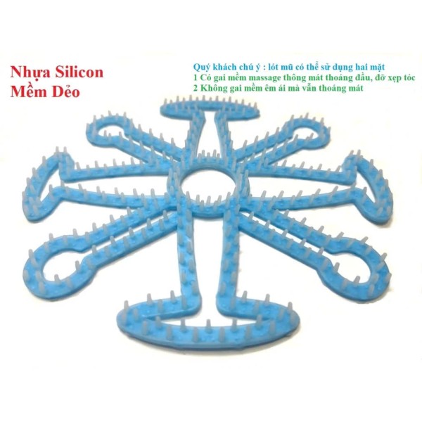 Lót mũ nón bảo hiểm Silicon Massage chống nóng, chống xẹp tóc, thông thoáng làm mát, chăm sóc bảo vệ da đầu