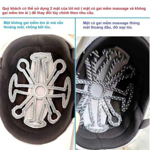 Lót mũ nón bảo hiểm Silicon Massage chống nóng, chống xẹp tóc, thông thoáng làm mát, chăm sóc bảo vệ da đầu