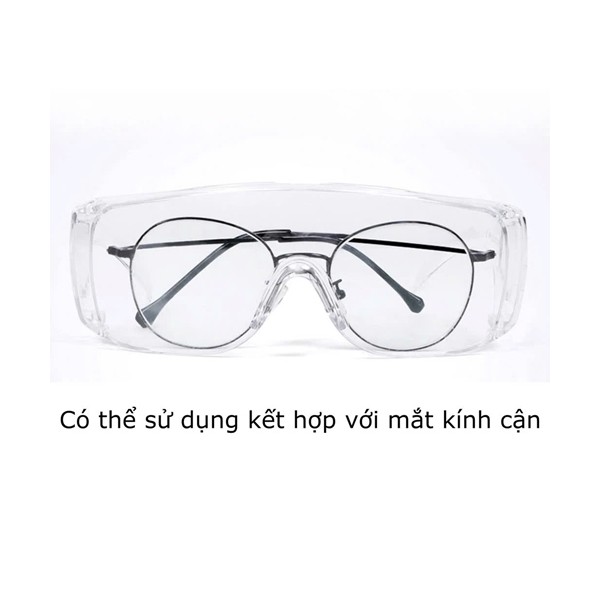 Kính bảo hộ trong suốt 4 chiều, bảo vệ toàn diện chống bụi, gió, vi khuẩn