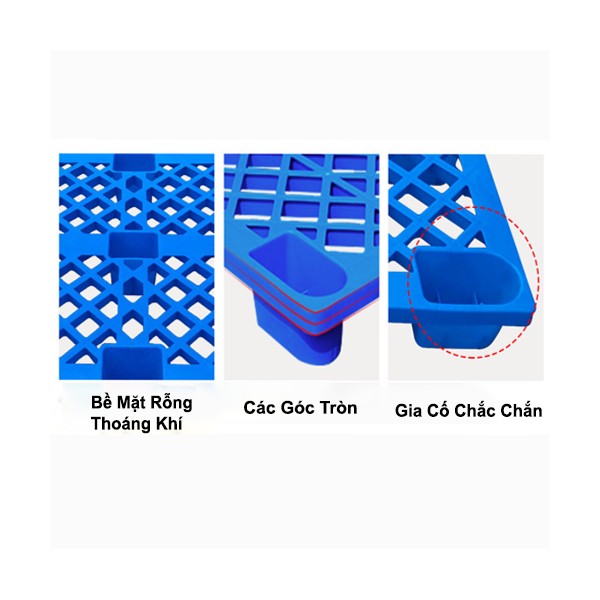 Pallet nhựa Nhật Quang kiểu dáng Pallet chân cốc màu xanh dương mã 01