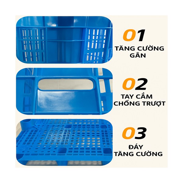 Thùng nhựa rỗng Nhật Quang đựng linh kiện màu xanh mã 03