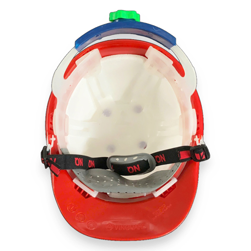 Mũ bảo hộ lao động N30 màu đỏ núm vặn, quai chun có xốp