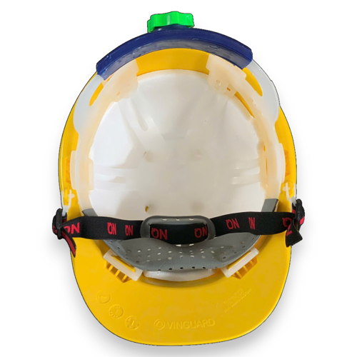 Mũ bảo hộ lao động N30 màu vàng chanh núm vặn, quai chun có xốp