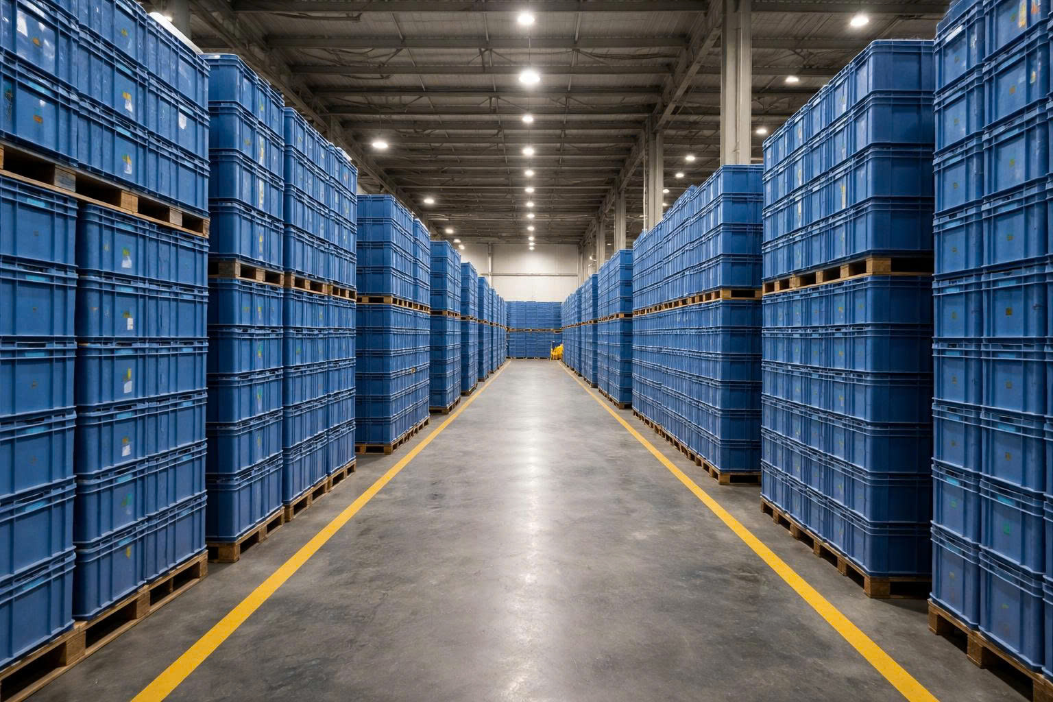 Bảo quản hàng hóa trong kho bằng thùng nhựa tiêu chuẩn giúp giảm hư hỏng