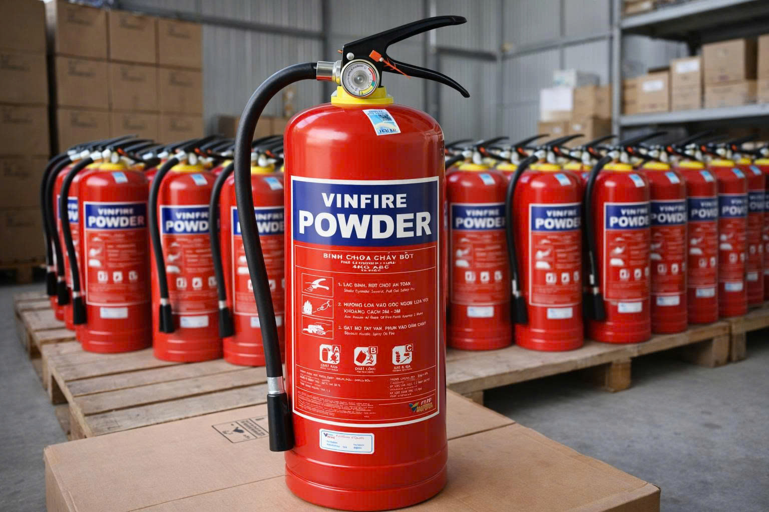 Bình chữa cháy bột MFZ4 ABC 4kg trong kho hàng