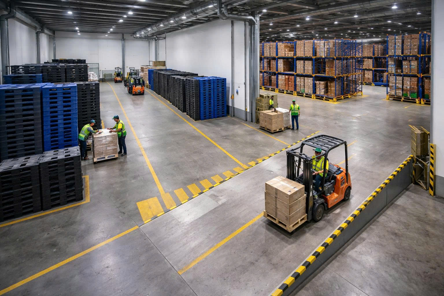 Điểm rủi ro vận chuyển trong kho hàng liên quan tuyến đường, xe nâng và pallet