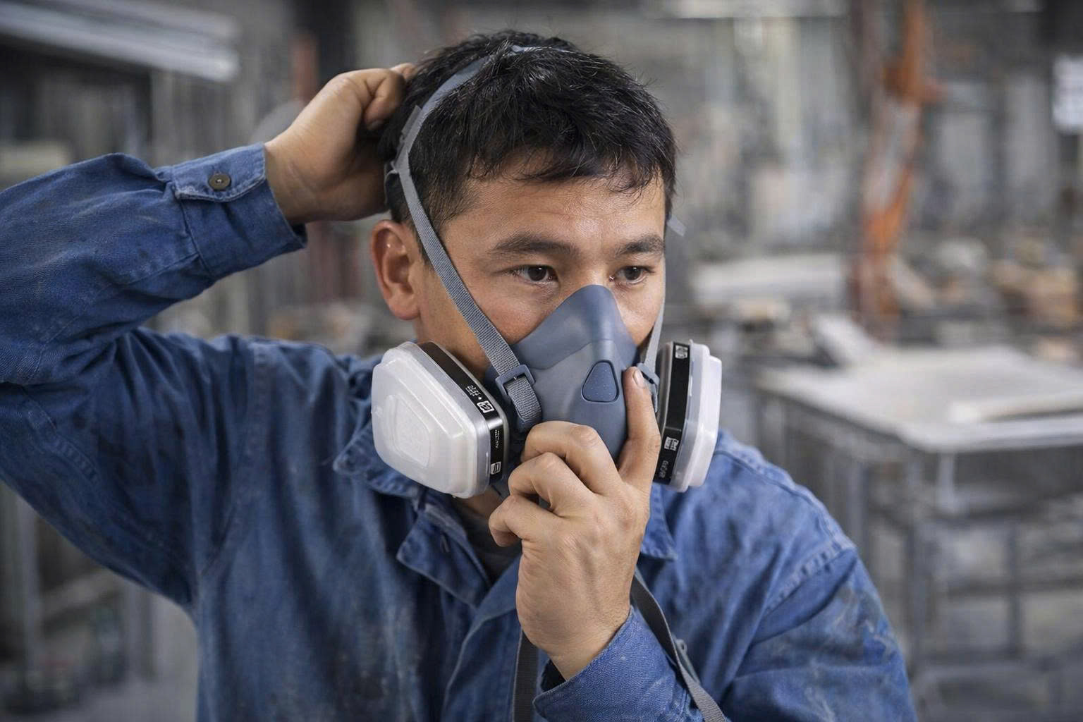 Mặt nạ phòng độc 3M 7502 cho thợ sơn PU làm việc dài giờ