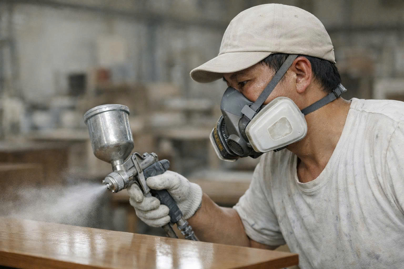 Mặt nạ phòng độc 3M 6200 cho thợ sơn PU trong xưởng