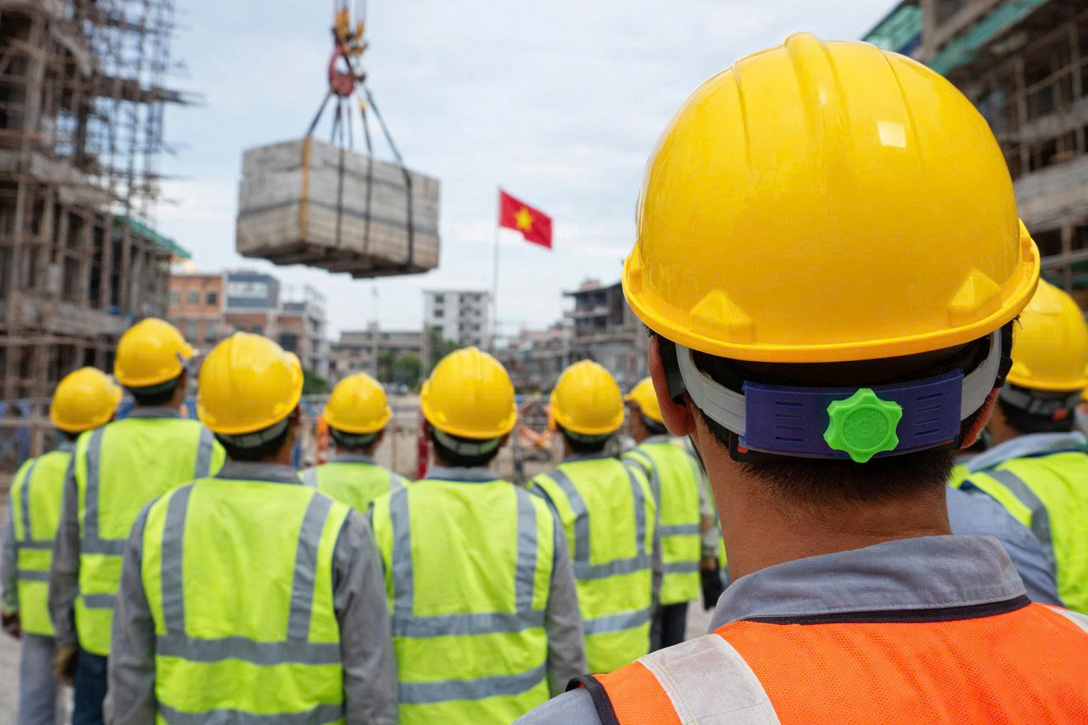 Mũ bảo hộ lao động Nhật Quang giảm thiểu rủi ro va đập cho công nhân xây dựng