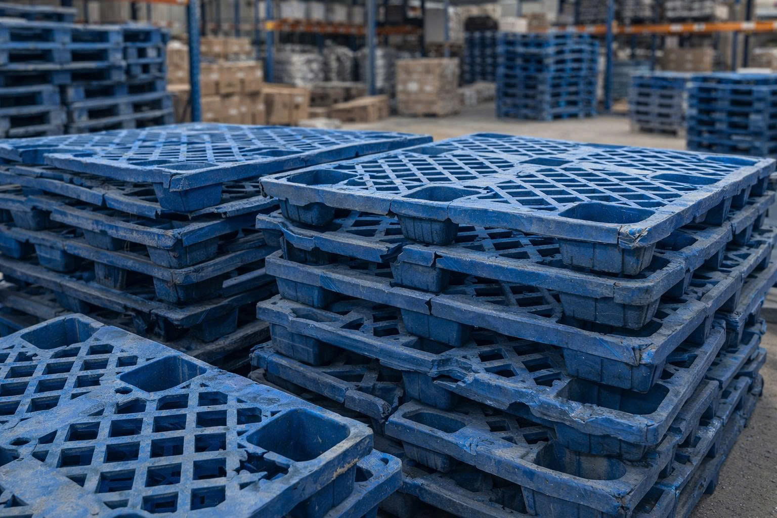 Pallet nhựa trong kho xưởng bị cong võng, nứt gãy, xuống cấp do sử dụng sai cách