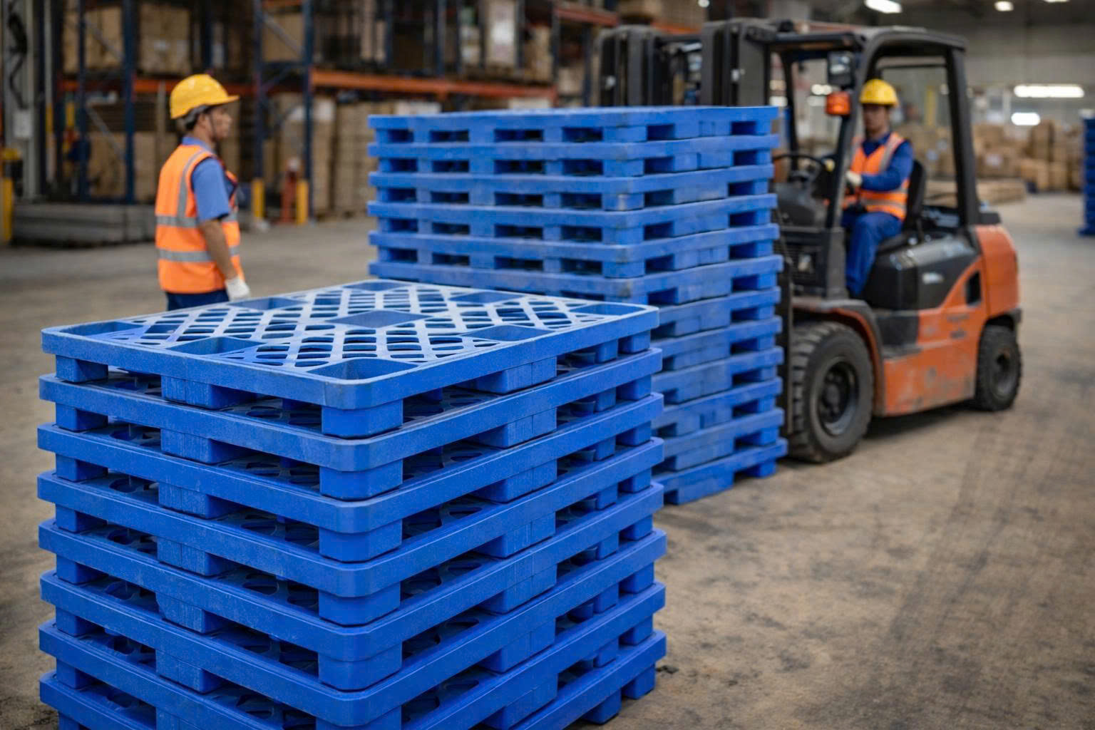 Pallet nhựa công nghiệp sử dụng trong kho xưởng