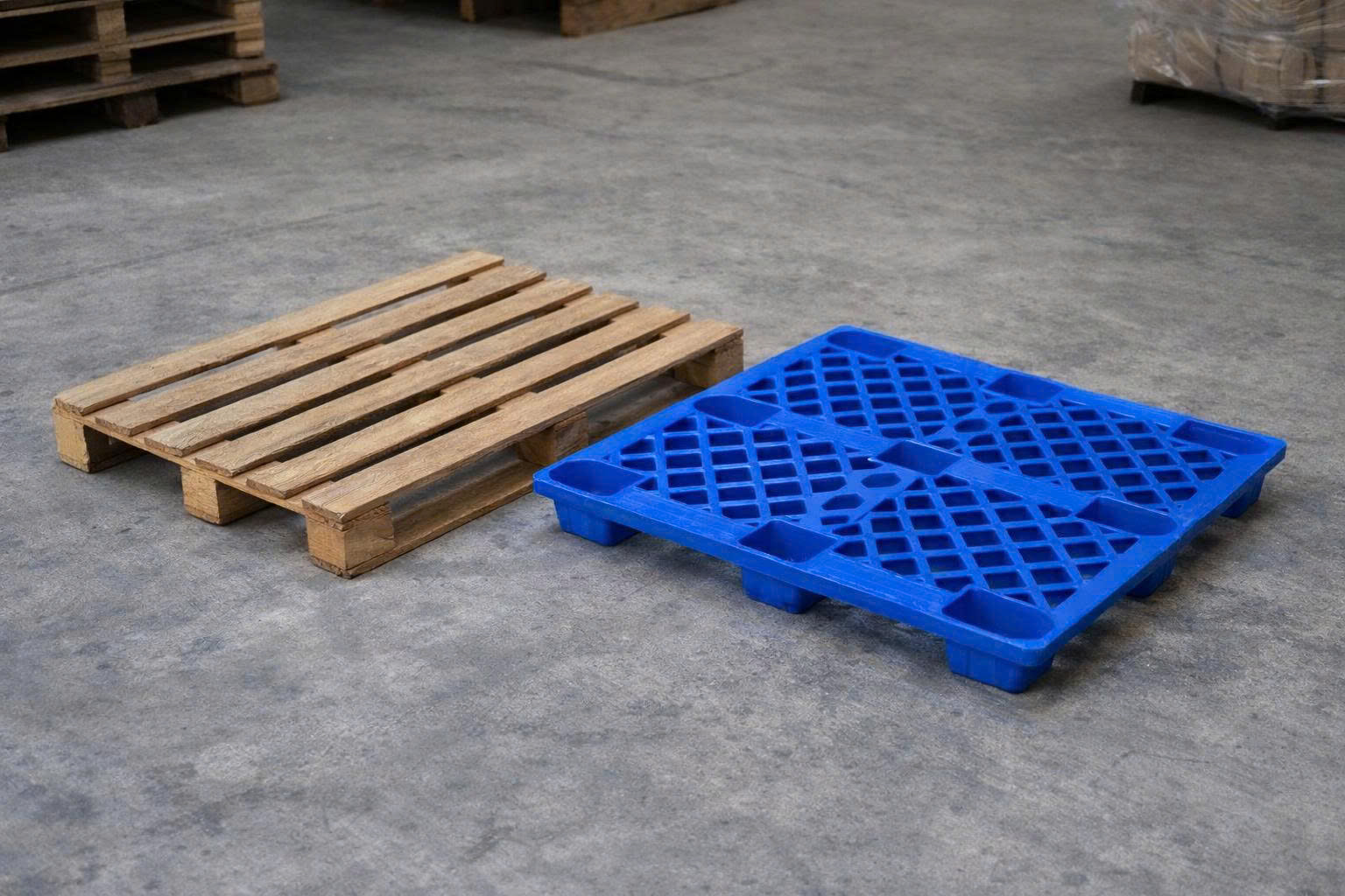 So sánh pallet nhựa và pallet gỗ trong kho xưởng