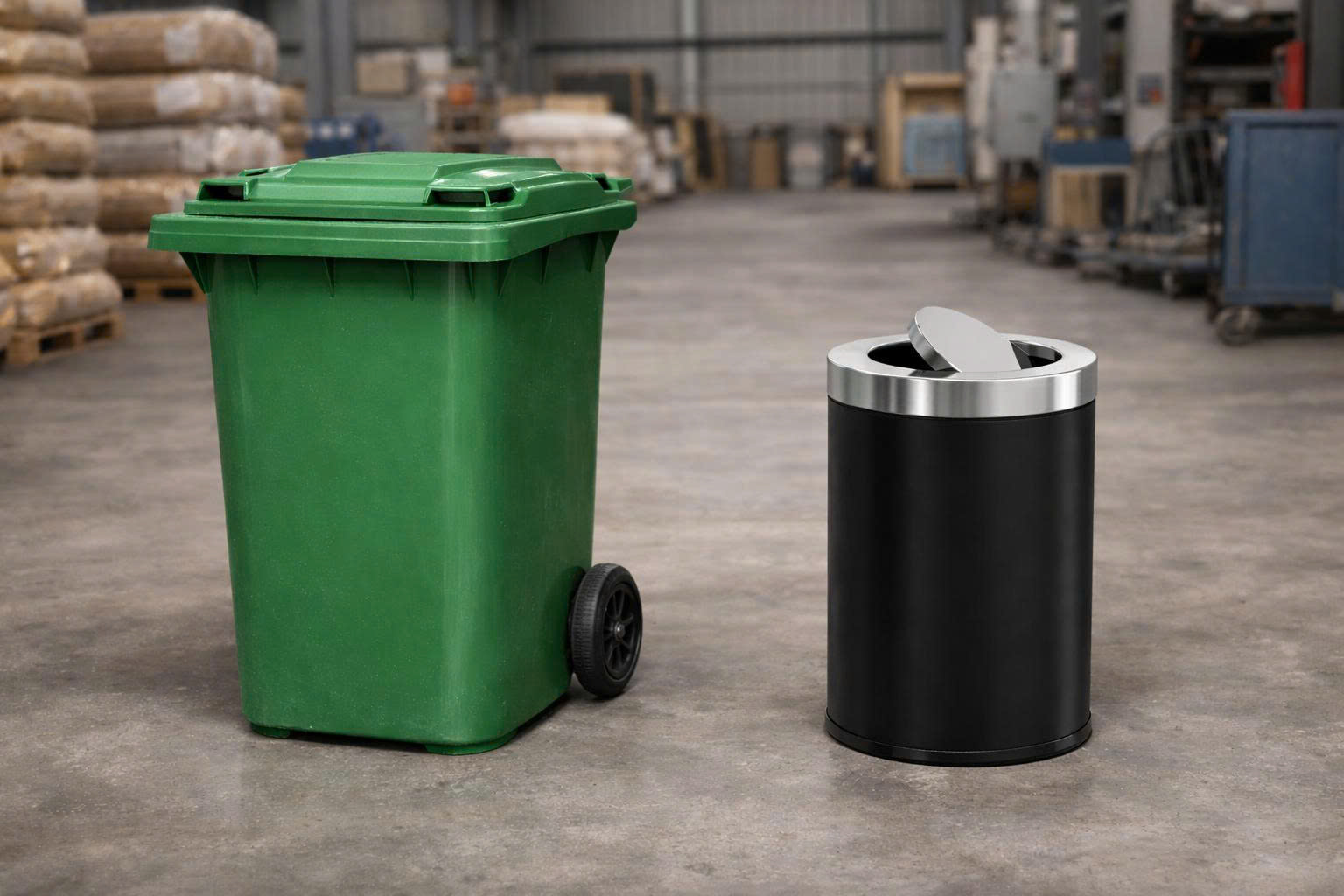 So sánh thùng rác nhựa và thùng rác kim loại trong môi trường công nghiệp