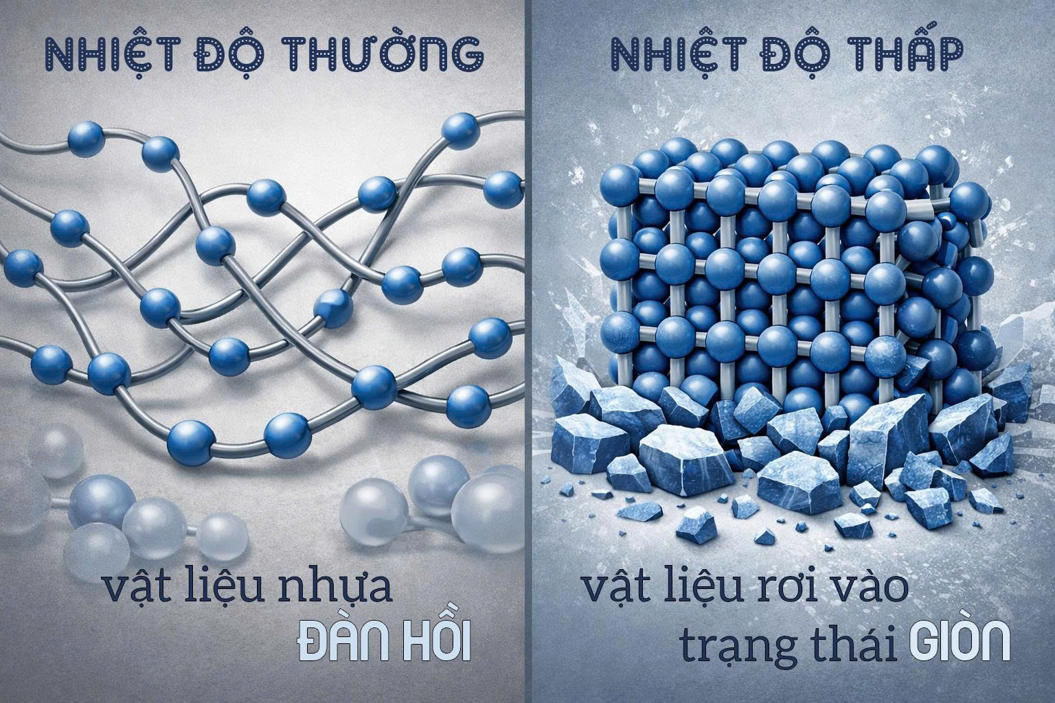Ảnh minh họa nhựa trở nên cứng và giòn khi nhiệt độ giảm
