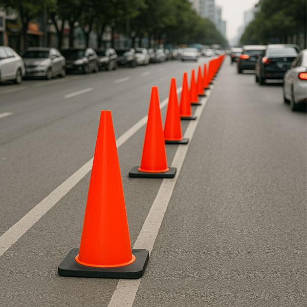 Cọc Tiêu Giao Thông PVC 90cm Đế Đen 