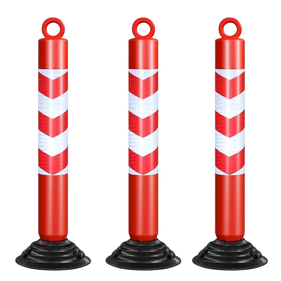 Cọc Tiêu Nhựa PE 80cm Có Phản Quang Có Thể Tháo Đế