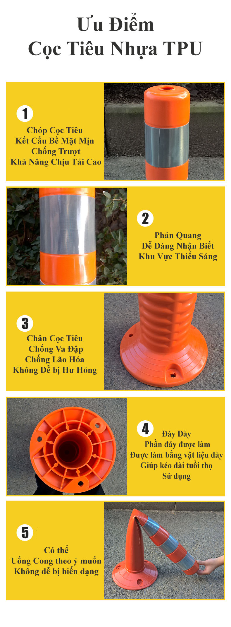 Ưu Điểm Của Cọc Tiêu Nhựa TPU 