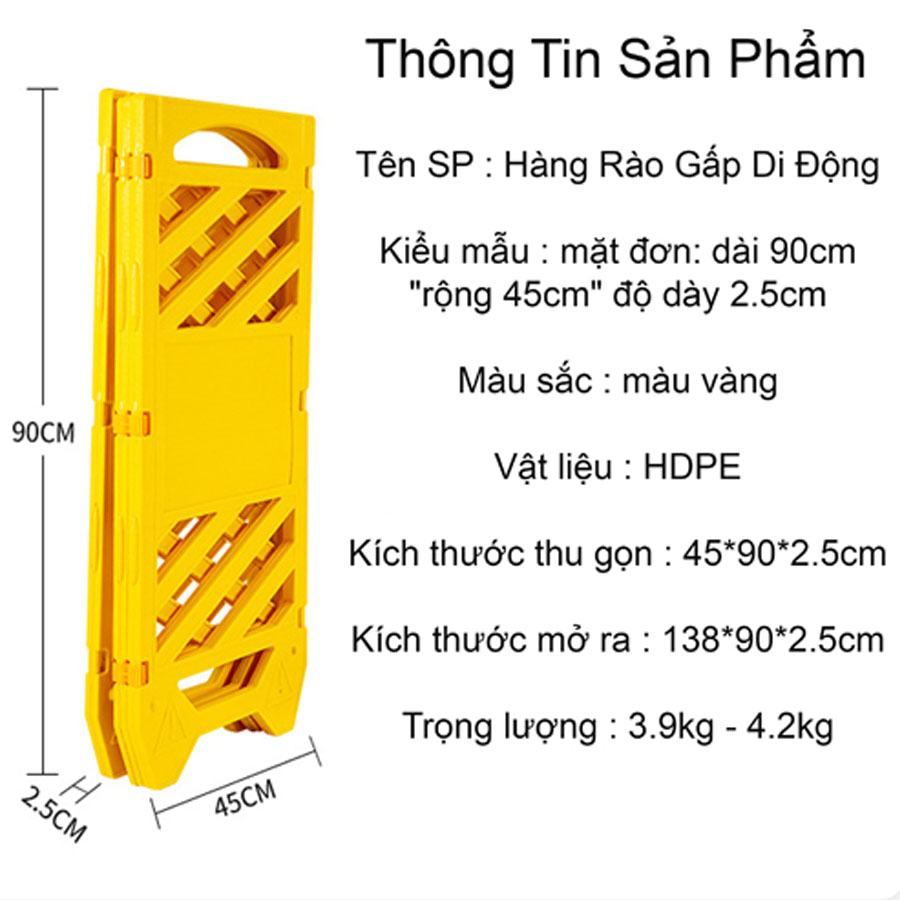 Hàng Rào Di Động Xếp Gọn Cảnh Báo Bằng Nhựa