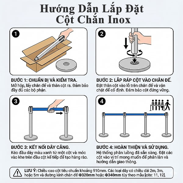 Hướng Dẫn Lắp Đặt Cột Chắn Inox 