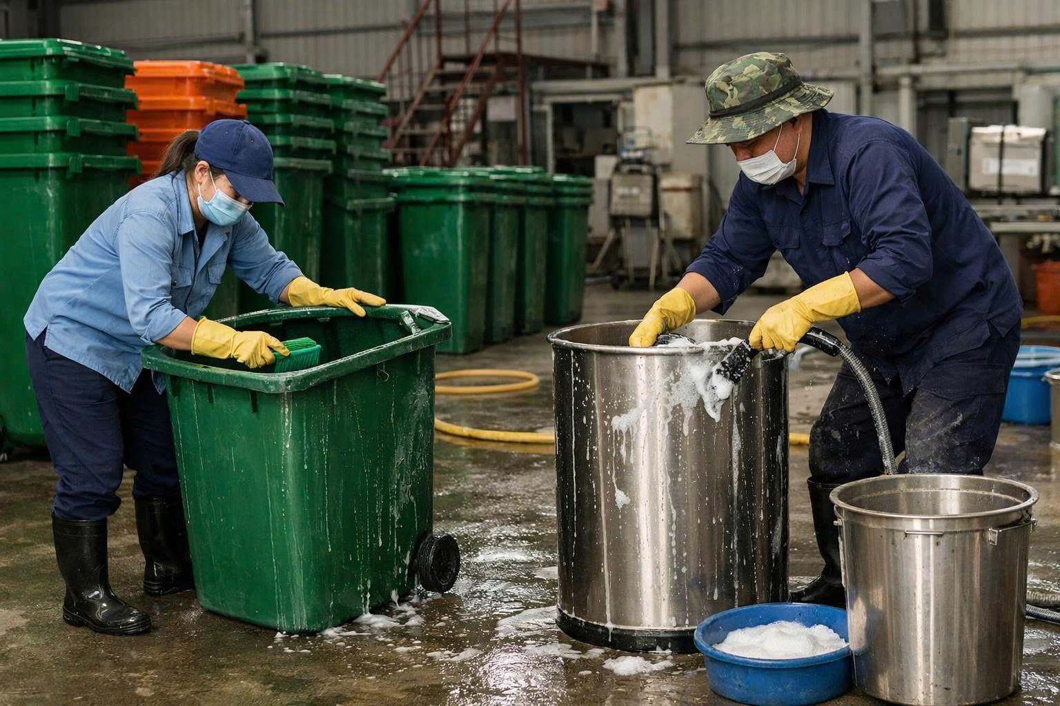 So sánh khả năng vệ sinh thùng rác nhựa và kim loại